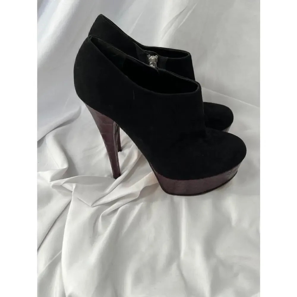 Alejandro ingelmo Black Suede Purple Platform Bootie‎ heels Size 39